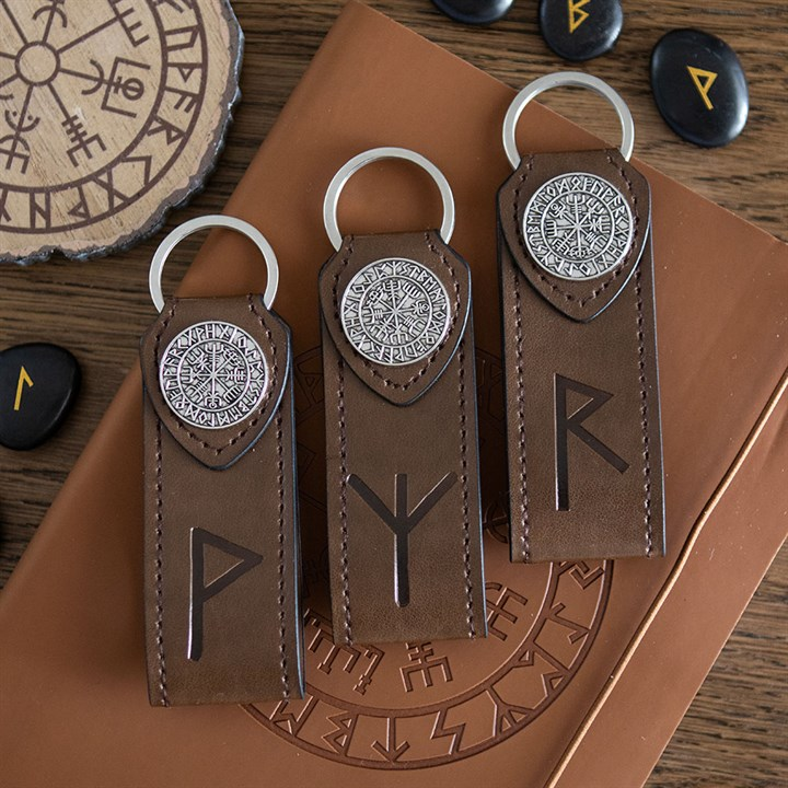 Joy Viking Rune Faux Leather Keyring, image 5 of 5