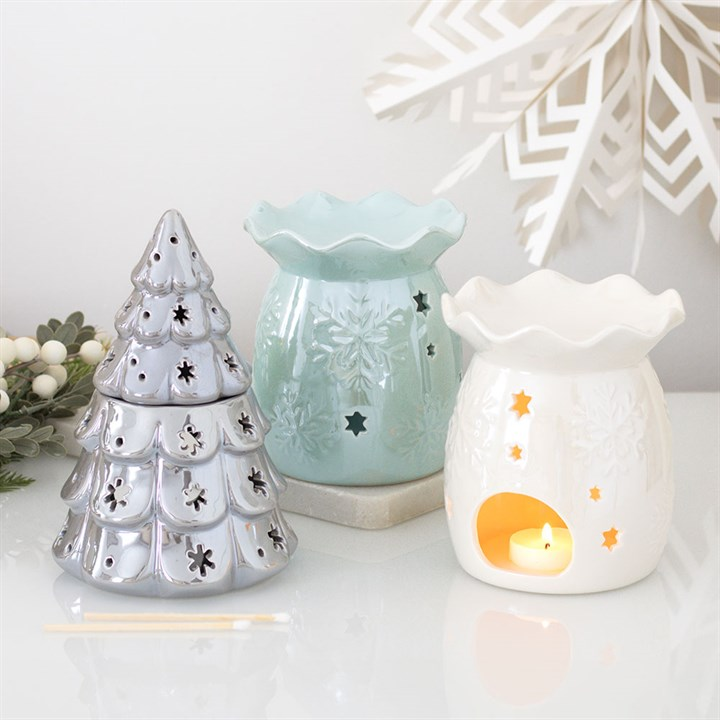 Iridescent White Snowflake Oil Burner and Wax Warmer, image 6 of 6