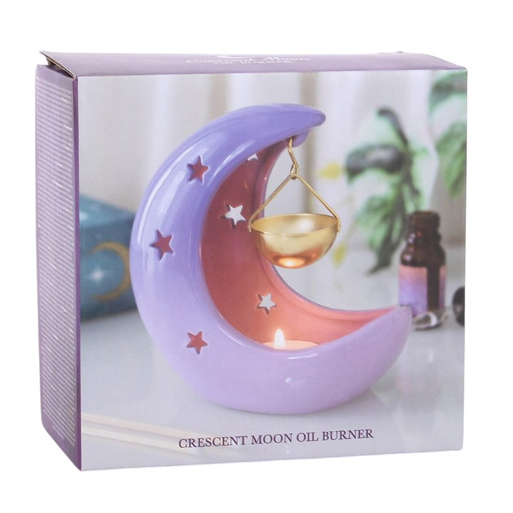 Purple Pastel Crescent Moon Hanging Oil Burner, image 6 of 6