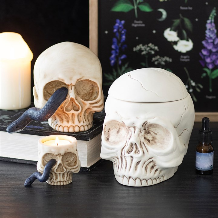 Skull Tealight Holder with Snake, image 5 of 5