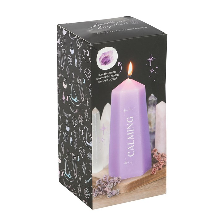 Calming Crystal Candle with Rough Amethyst, image 5 of 5