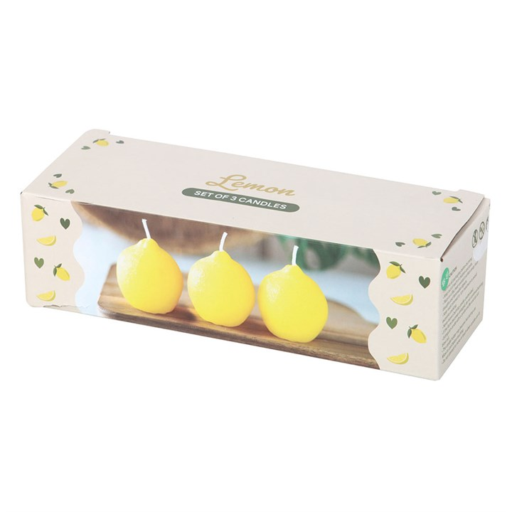 Set of 3 Lemon Shaped Candles, image 4 of 4