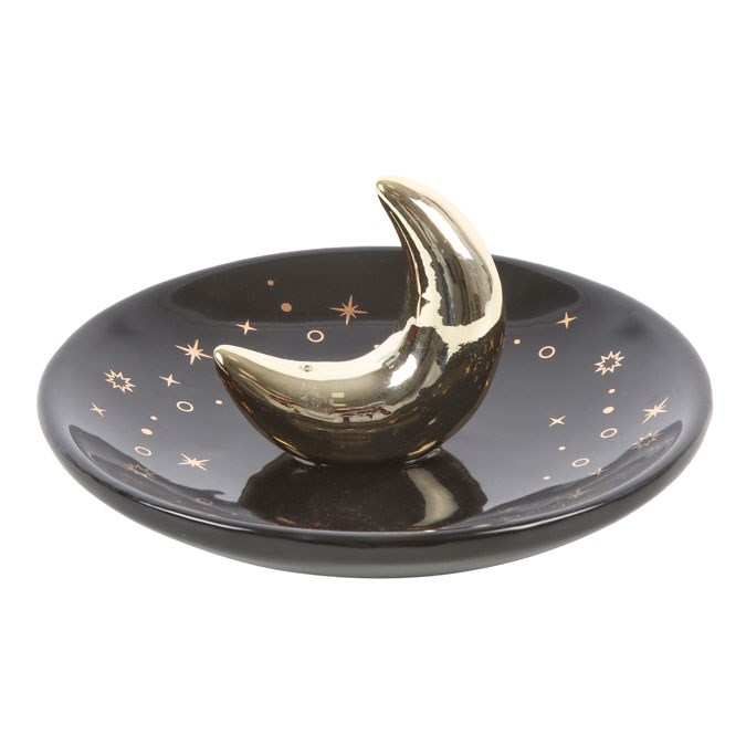 Gold Crescent Moon Incense Stick Holder, image 5 of 5