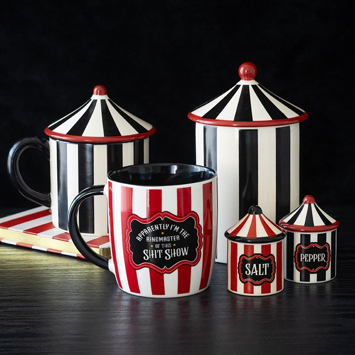 Black Striped Circus Tent Storage Jar, image 6 of 6