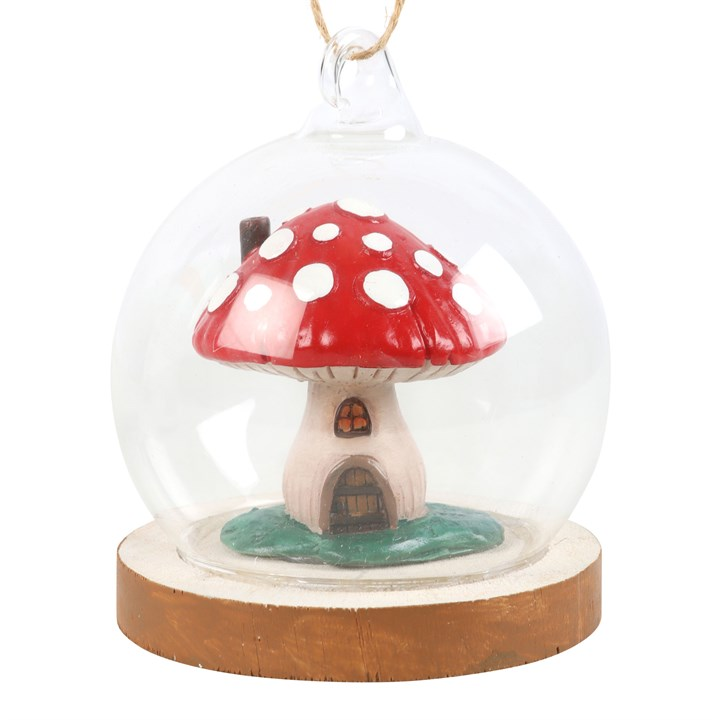 Mushroom House Glass Dome Hanging Decoration, image 3 of 3