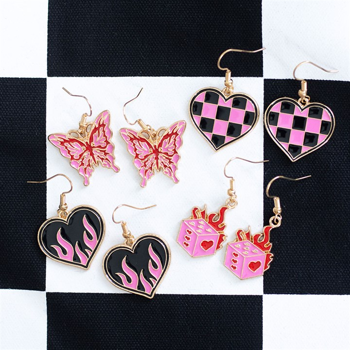 Checkerboard Heart Earrings, image 5 of 5