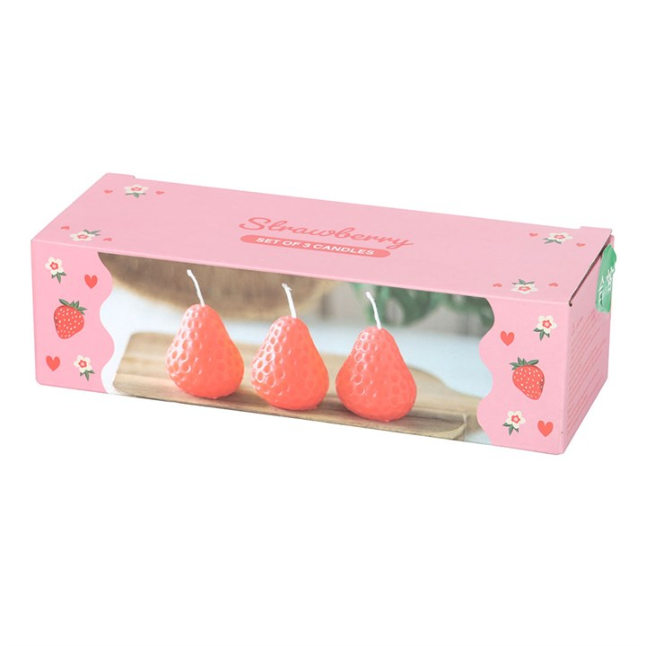 Set of 3 Strawberry Shaped Candles, image 4 of 4
