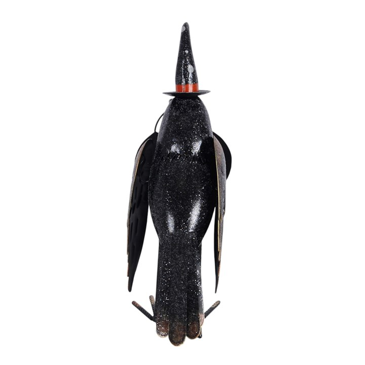 Metal Glitter Raven Ornament with Pumpkin, image 5 of 5