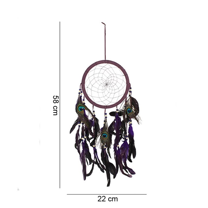 Purple Peacock Feather Dreamcatcher, image 2 of 2