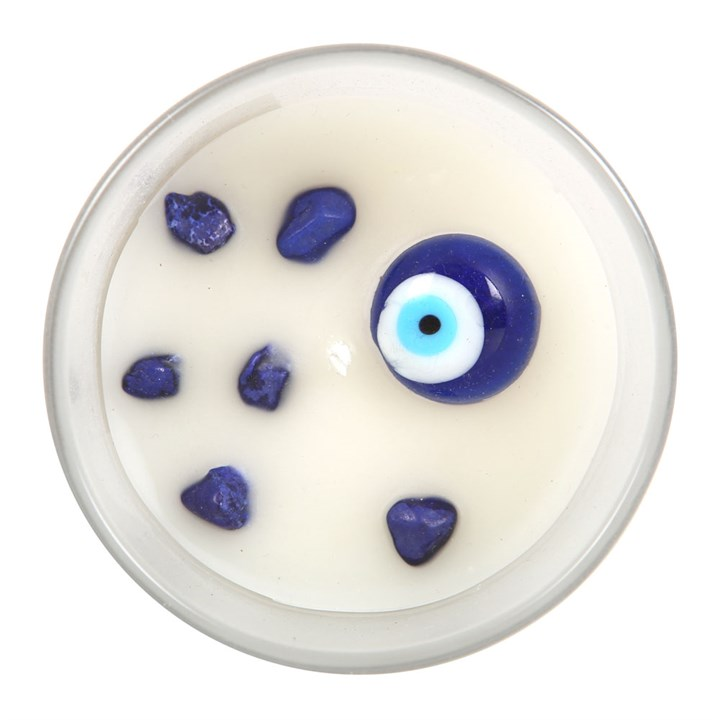 All Seeing Eye White Sage Crystal Chip Protection Candle, image 4 of 6