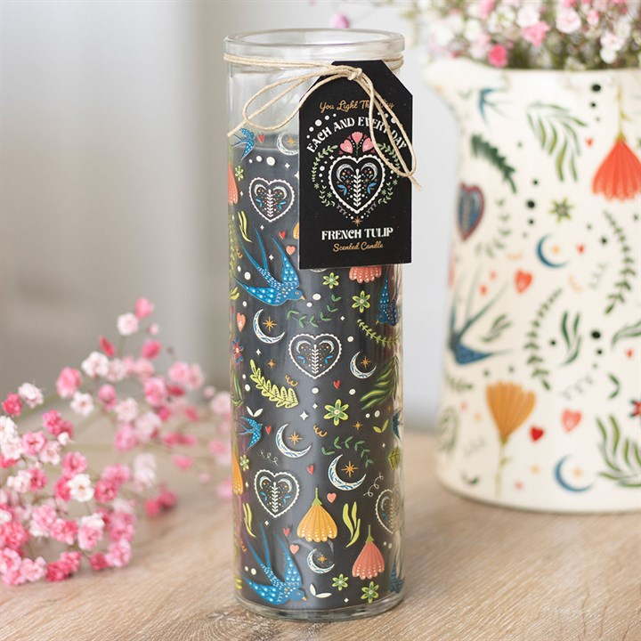 Midnight Bloom Print French Tulip Tube Candle, image 1 of 4