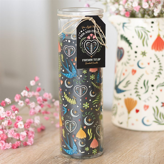 Midnight Bloom Print French Tulip Tube Candle, image 1 of 4