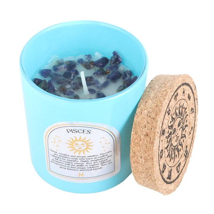 Pisces Gardenia Gemstone Zodiac Candle, image 2 of 6