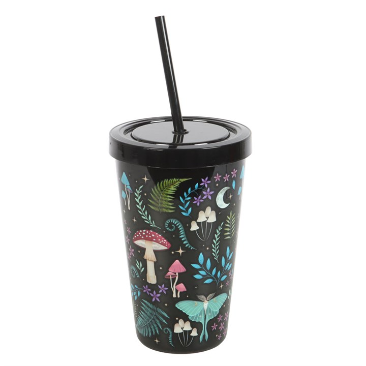 Dark Forest Print Plastic Tumbler with Straw, image 2 of 3