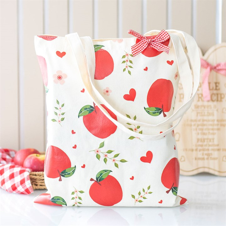 Apple Print Polycotton Tote Bag, image 1 of 4