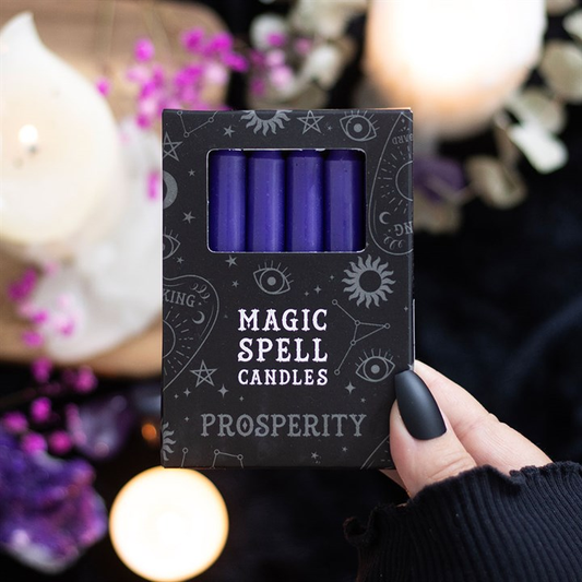 Set of 12 Purple 'Prosperity' Spell Candles, image 1 of 2