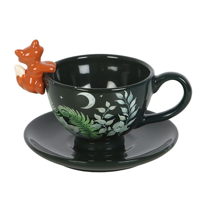 Green Forest Teacup with Fox, image 4 of 5