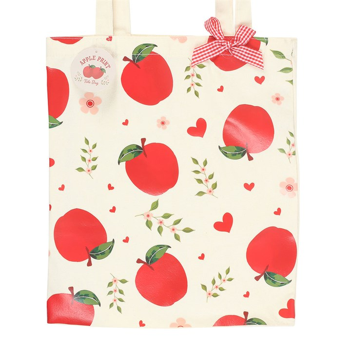Apple Print Polycotton Tote Bag, image 3 of 4