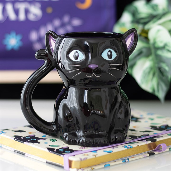 Cute and Creepy Black Cat Mug, image 1 of 5