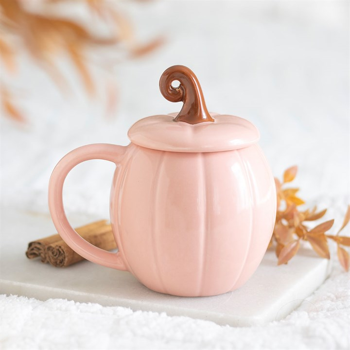 Pink Curly Pumpkin Lidded Mug, image 2 of 6