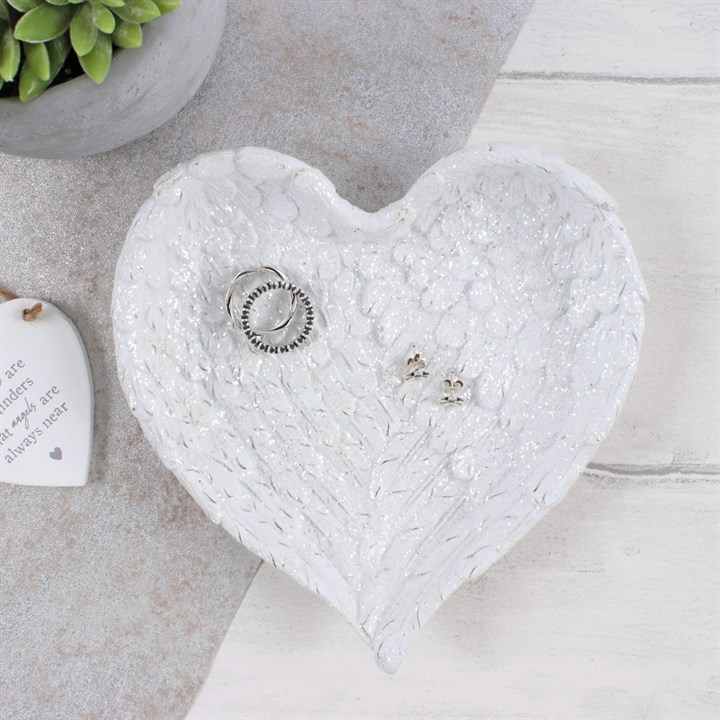 Glitter Heart Shaped Angel Wing Trinket Dish, image 3 of 3