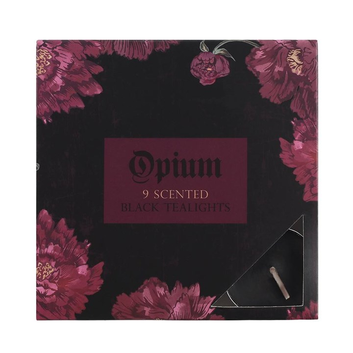 Pack of 9 Opium Scented Black Tealights, image 1 of 2
