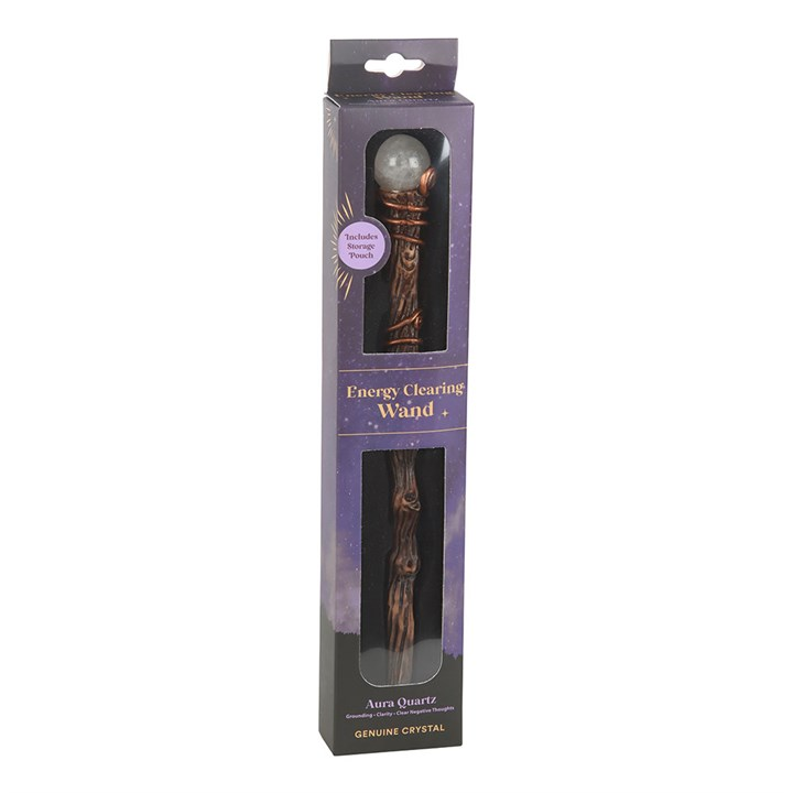 Energy Clearing Aura Quartz Crystal Wand with Pouch, image 2 of 5