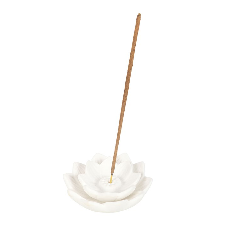 White Lotus Flower Incense Stick Holder, image 3 of 6