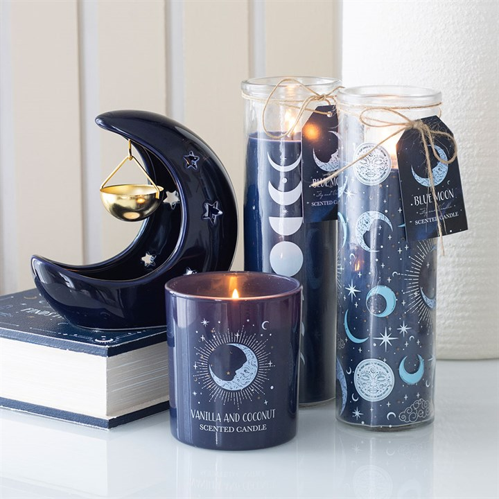 Blue Crescent Moon Hanging Oil Burner, image 5 of 5