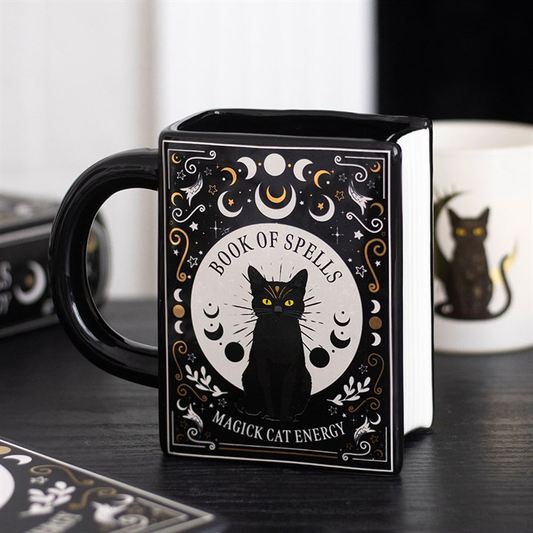 Black Cat Magick Book of Spells Book Shaped Mug, image 1 of 5