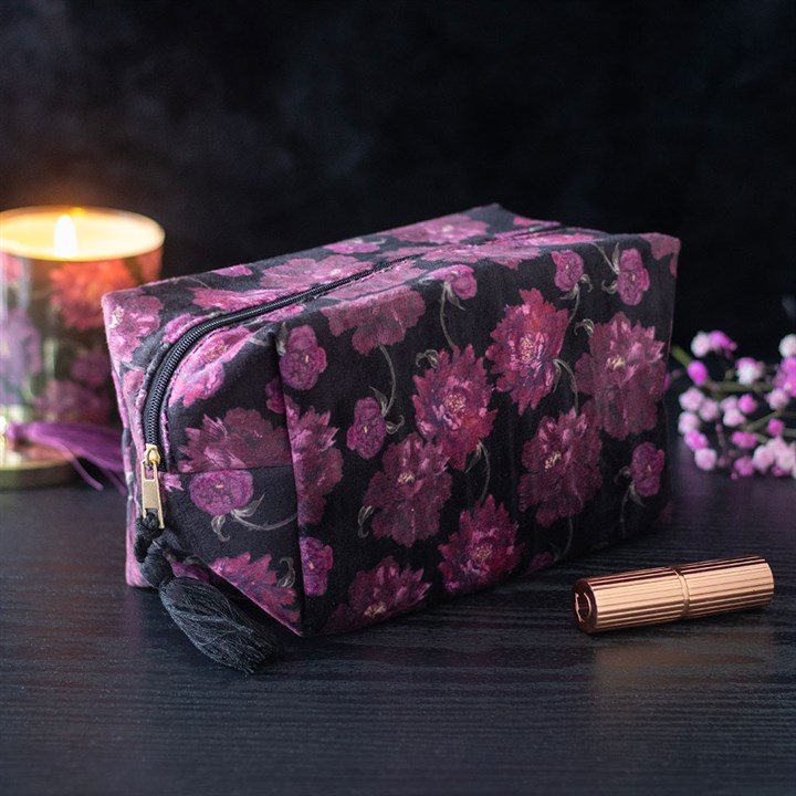 Dark Romance Floral Print Makeup Bag, image 1 of 4