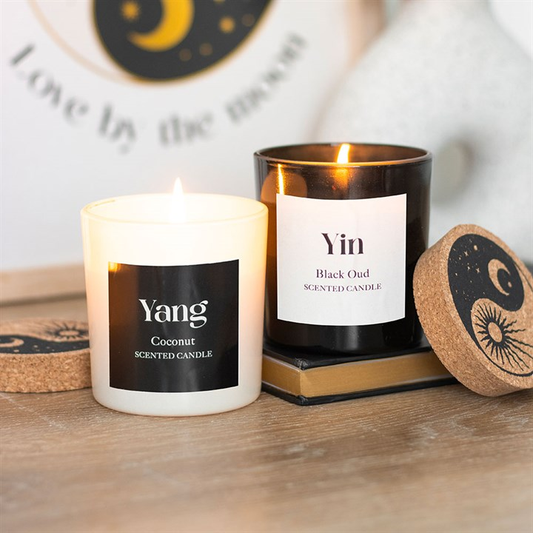 Set of 2 Yin Yang Black Oud and Coconut Candles, image 1 of 6