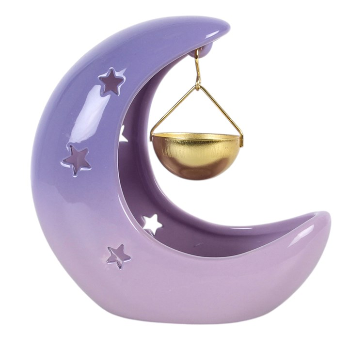 Purple Pastel Crescent Moon Hanging Oil Burner, image 3 of 6