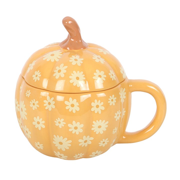 Groovy Floral Pumpkin Lidded Mug, image 5 of 6