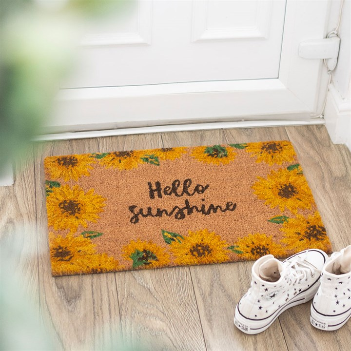 Natural Hello Sunshine Sunflower Doormat, image 1 of 3