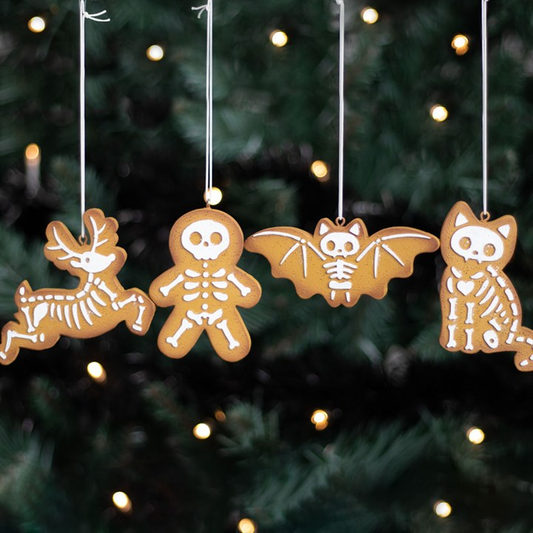 Set of 4 Creepy Skeleton Cookie Ornaments, image 1 of 5