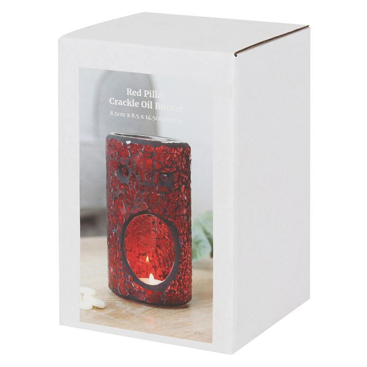 Red Pillar Crackle Glass Oil Burner and Wax Warmer, image 4 of 5