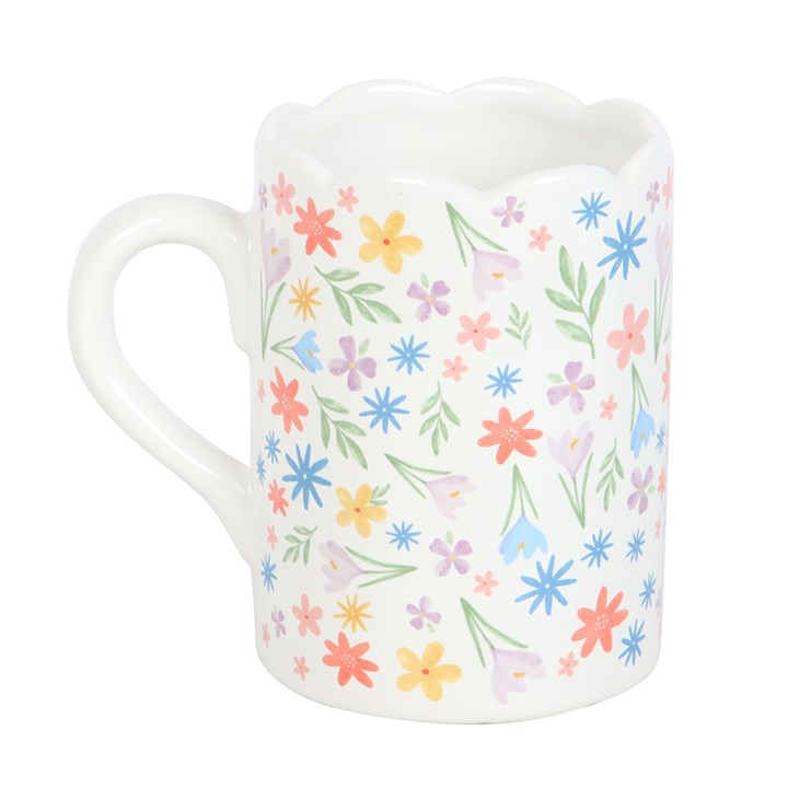 Spring Floral Print Scalloped Mug, image 2 of 5