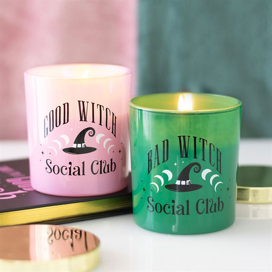 Set of 2 Good Witch and Bad Witch Scented Glass Candles, image 1 of 3
