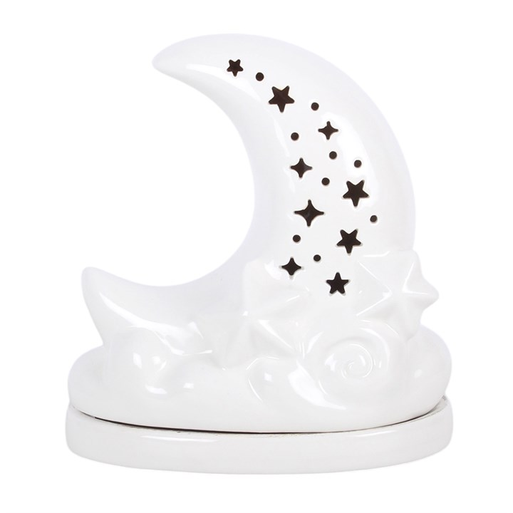 White Pastel Skies Moon Incense Cone Holder, image 3 of 6