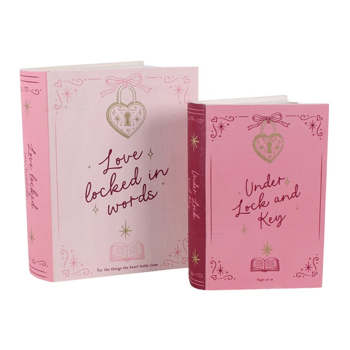 Set of 2 Heart Locket Book Shaped Storage Boxes, image 5 of 6