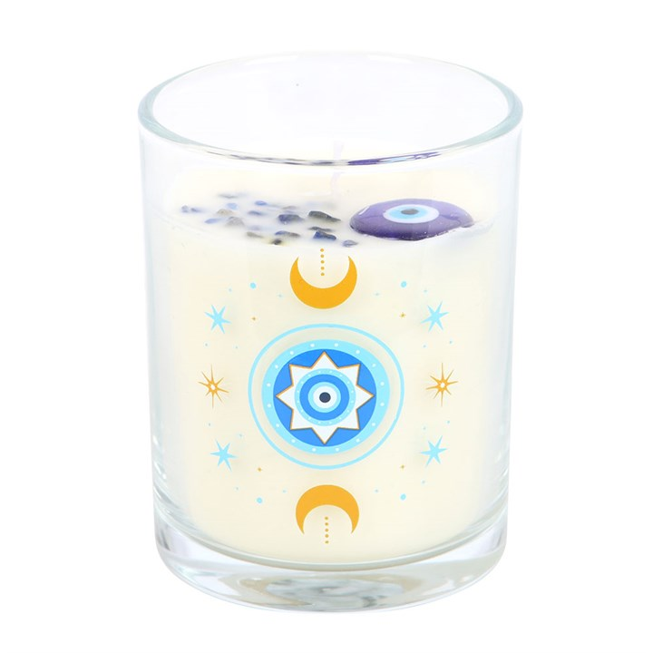 Under Watchful Eyes White Rose Candle with Crystals, image 3 of 6