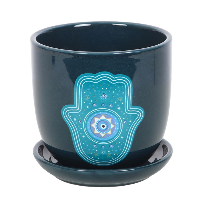 Hand of Hamsa Ceramic Plant Pot, image 2 of 4