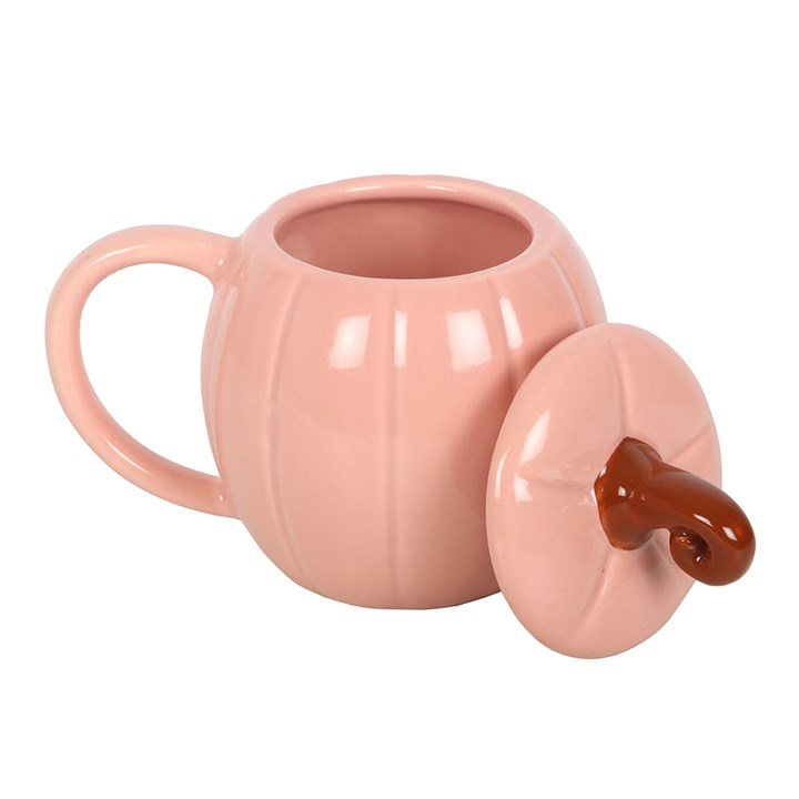 Pink Curly Pumpkin Lidded Mug, image 4 of 6