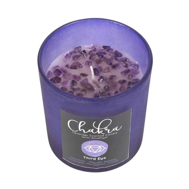 Third Eye Chakra Lavender Crystal Chip Candle, image 1 of 5