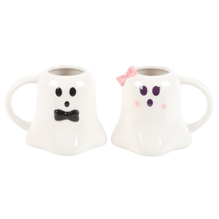 Mr and Mrs Boo Ghost Shaped Mug Set, image 2 of 5