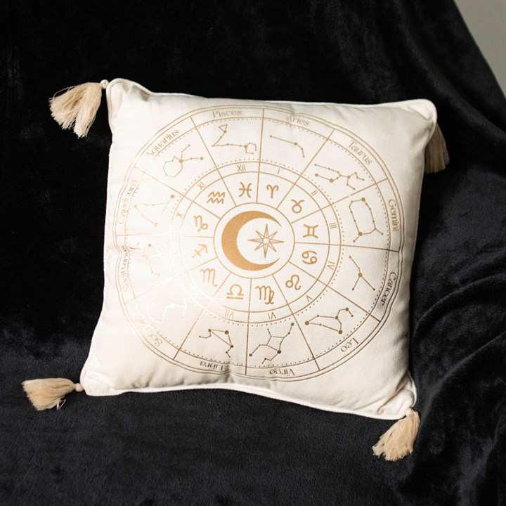 Off White Astrology Wheel Cushion, 35cm Square, image 4 of 5