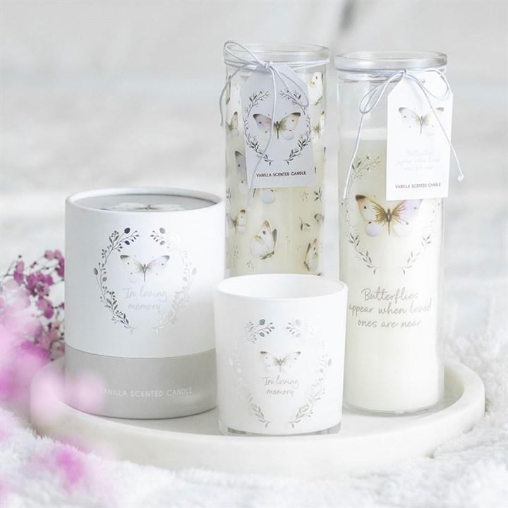 White Butterfly Print Vanilla Tube Candle, image 6 of 6