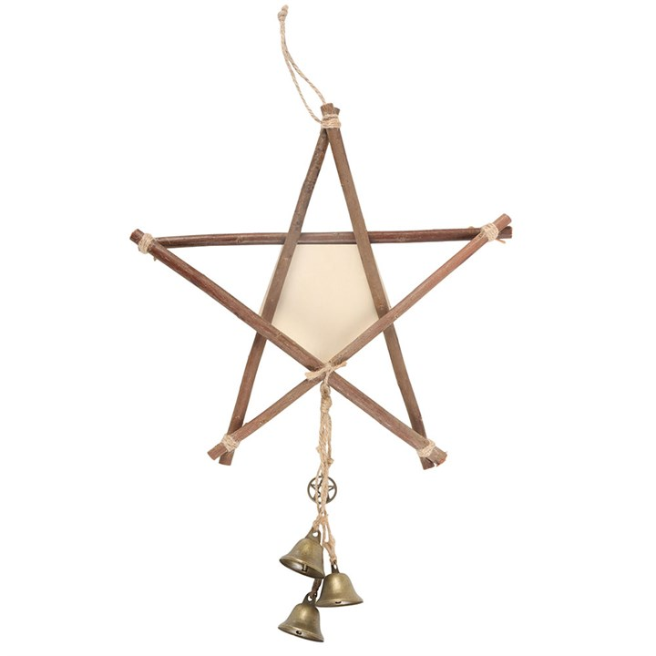 Green Witch Hanging Willow Pentagram with Bells, image 4 of 5