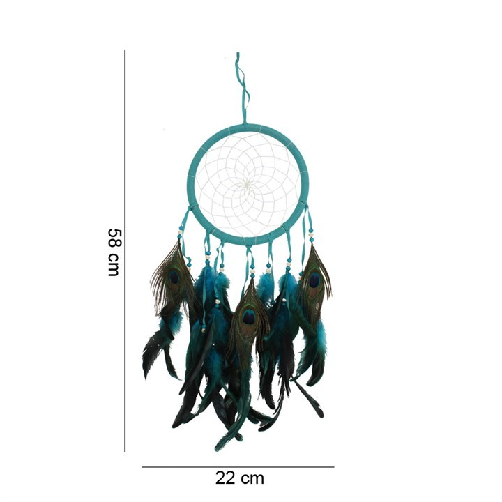 Turquoise Peacock Feather Dreamcatcher, image 2 of 2